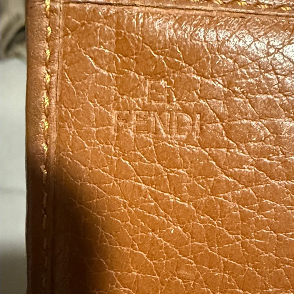 Authentic Fendi Brown Charm Zucchino Canvas Wallet